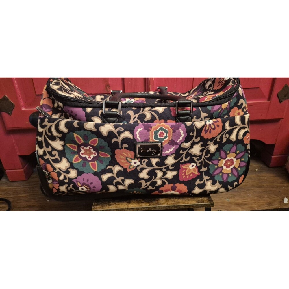 Vera Bradley Rolling Duffle Bag Retired Suzani Floral Travel Carry On Luggage